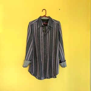 Robert Graham Men's Tailored Fit Collar Shirt Size XL Stripes Multicolor